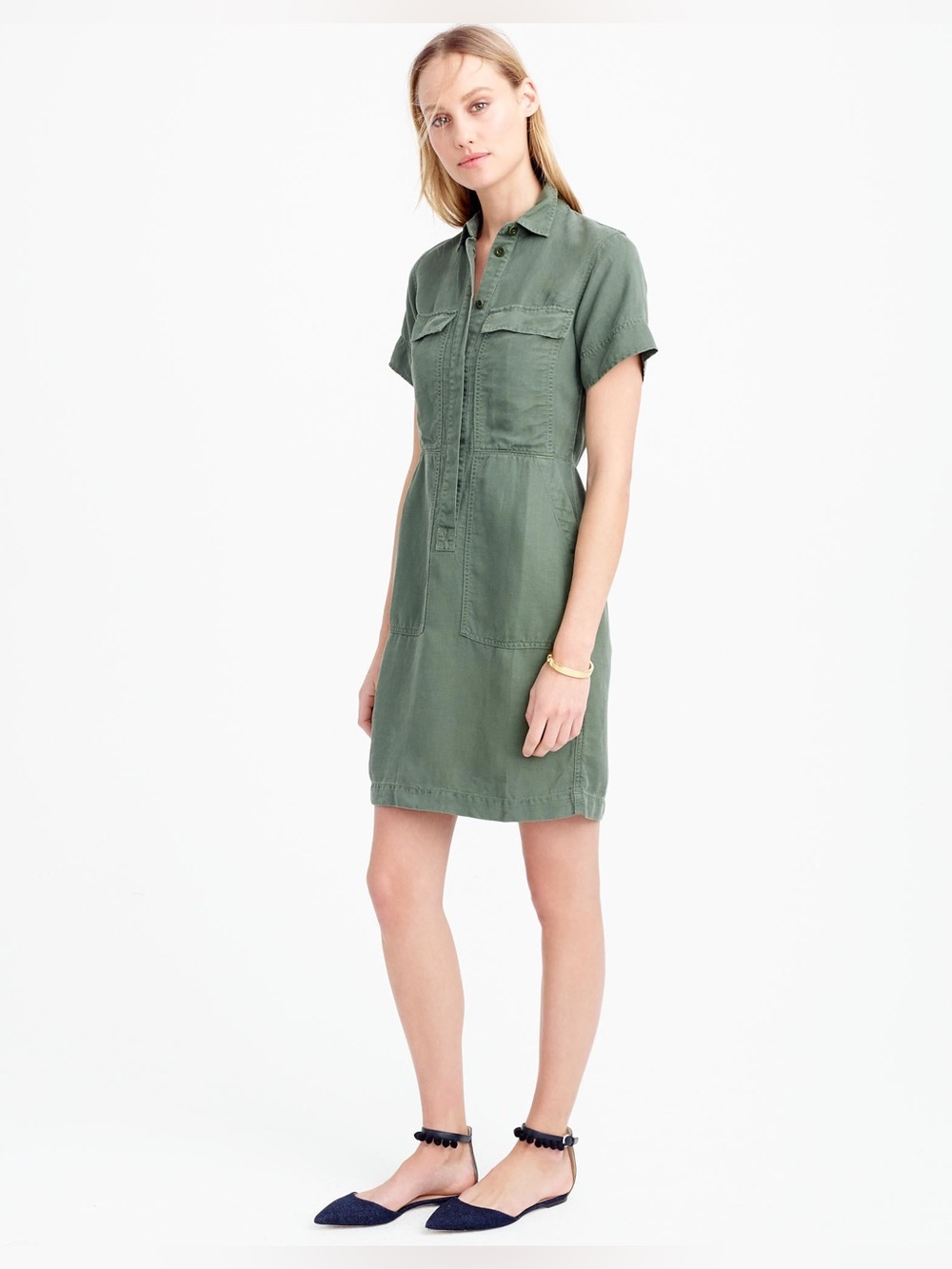 J. Crew Utility Shirt Dress in Olive Green | Size 6